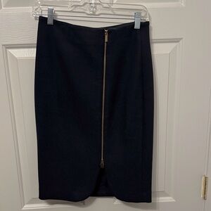 Ann Taylor Navy Pencil Skirt with Gold Zipper